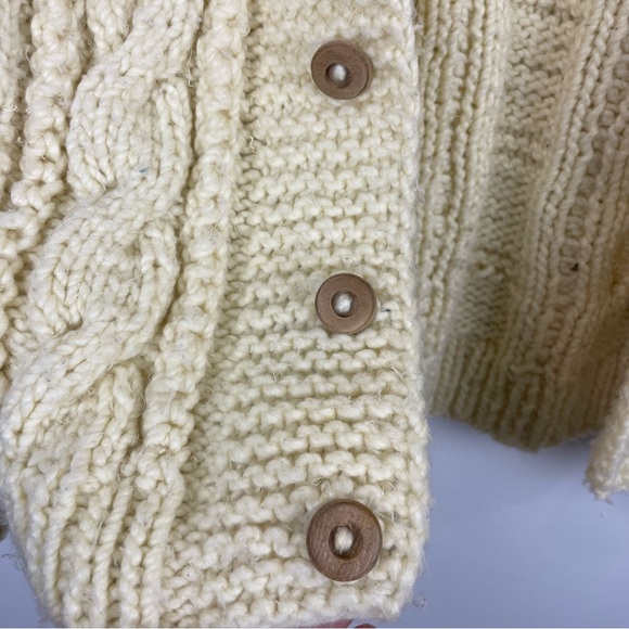 Vintage Hand Knit Womens Fisherman Style Cardigan Sweater Jacket - Picture 2 of 4